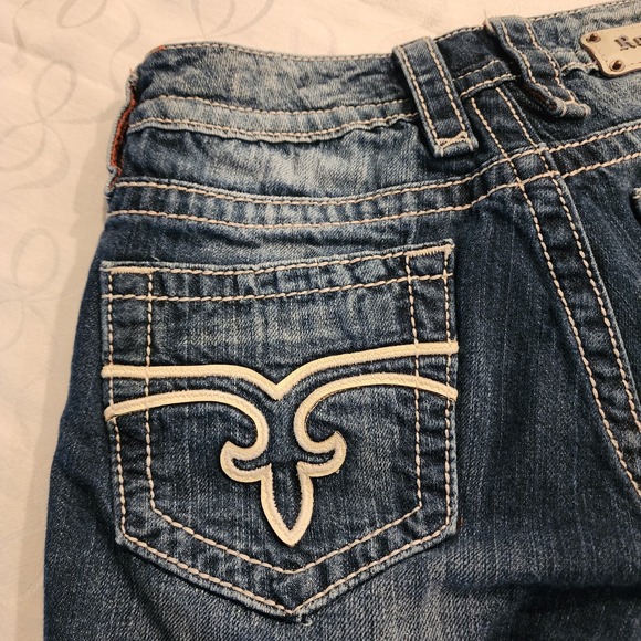 Rock Revival Emilie Easy Shorts 28 Y2K Western Cowgirl Embroidered Denim Glam - Picture 6 of 16